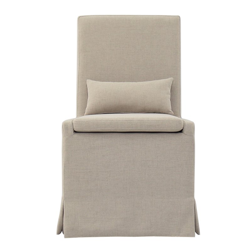 Padma's Plantation Sandspur Beach Wood Dining Chair in Brushed Linen White