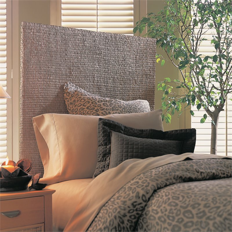 Padma's Plantation Wood Grassweave Twin Headboard in Natural