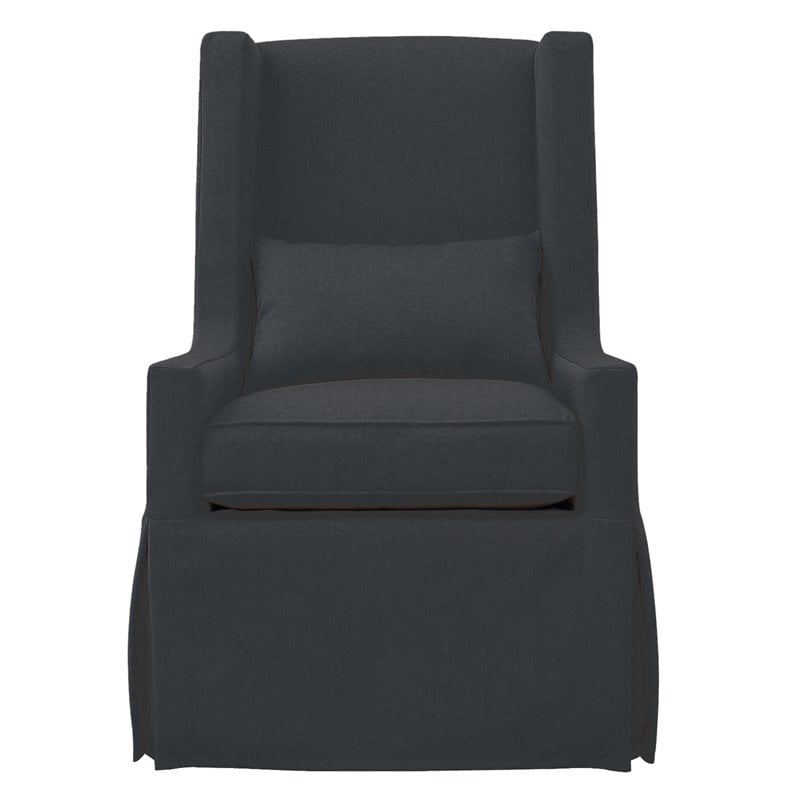 Padma's Plantation Sandspur Beach Wood Swivel Lounge Chair in Charcoal Gray