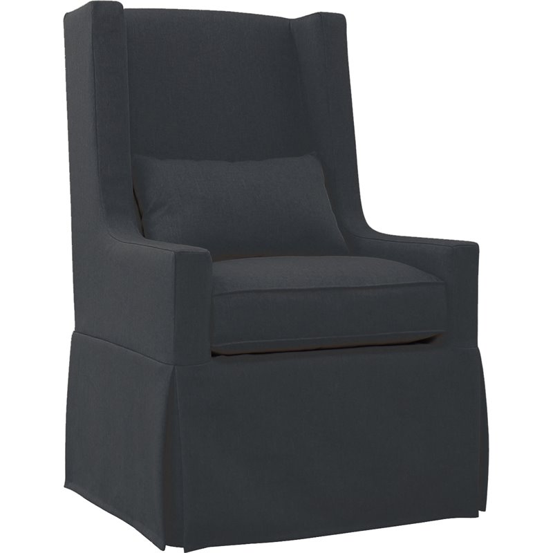 Padma's Plantation Sandspur Beach Wood Swivel Lounge Chair in Charcoal Gray