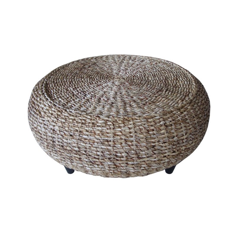 Padma's Plantation Tropical Wood Ottoman in Natural