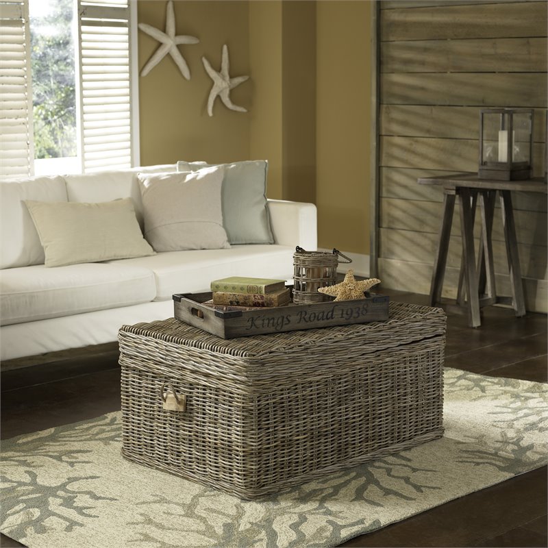 Padma's Plantation Wicker Coffee Table Trunnk in Kubu Gray