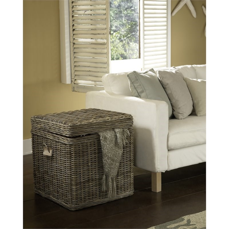 Padma's Plantation Wicker End Table Trunk in Kubu Gray