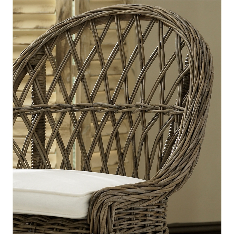 Padma's Plantation Wicker 2 Pc. Crossweave Dining Chair Set in Kubu Gray