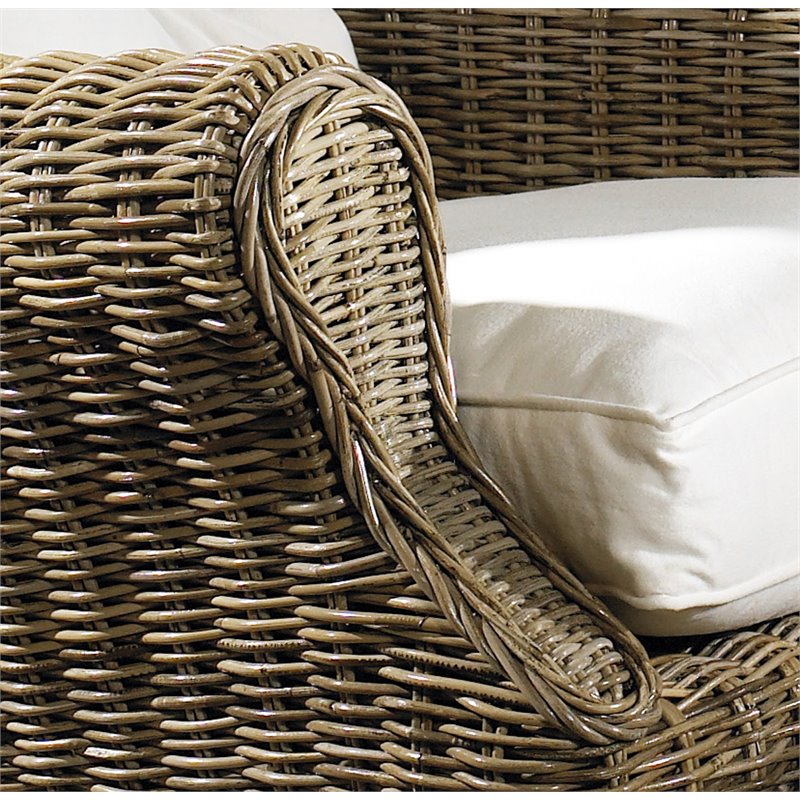 Padma's Plantation Wing Wicker Ottoman in Kubu Gray