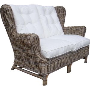 Padma's Plantation Wing Wicker Loveseat in Kubu Gray