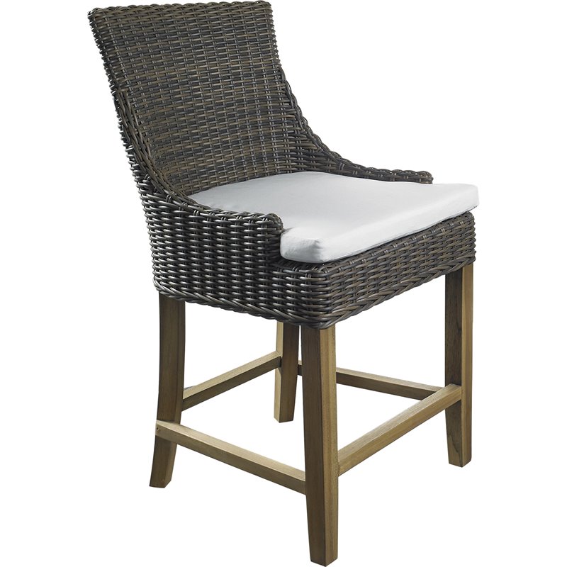Padma's Plantation Alfresco Wicker Patio Counterstool in Crocodile Green Rattan