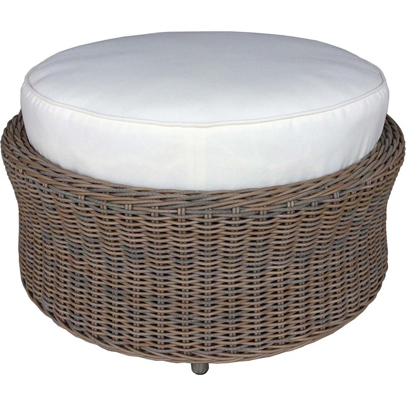 Padma's Plantation Barbados Wicker Ottoman in Kubu Gray