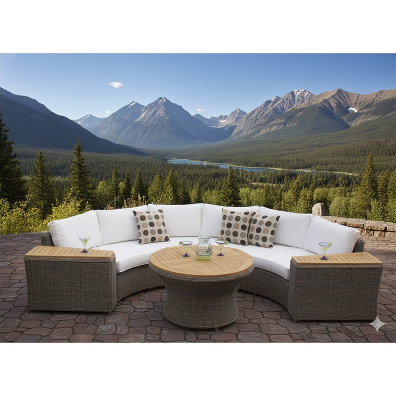 Padma's Plantation Barbados Wicker Rounded Patio Sofa in Kubu Gray