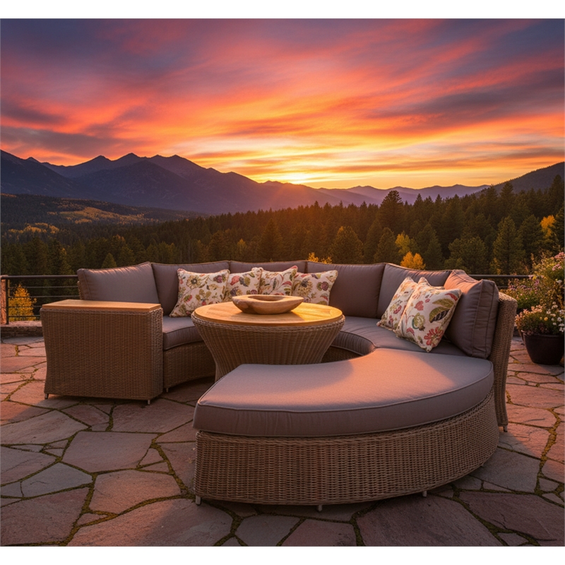 Padma's Plantation Barbados Wicker Rounded Patio Sofa in Kubu Gray