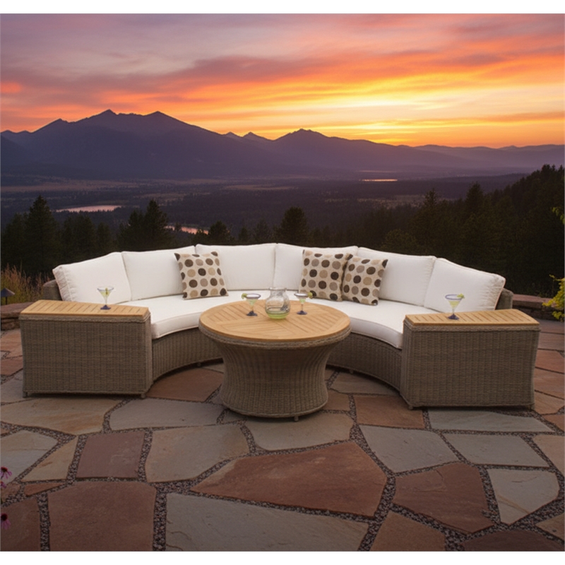 Padma's Plantation Barbados Wicker Rounded Patio Sofa in Kubu Gray