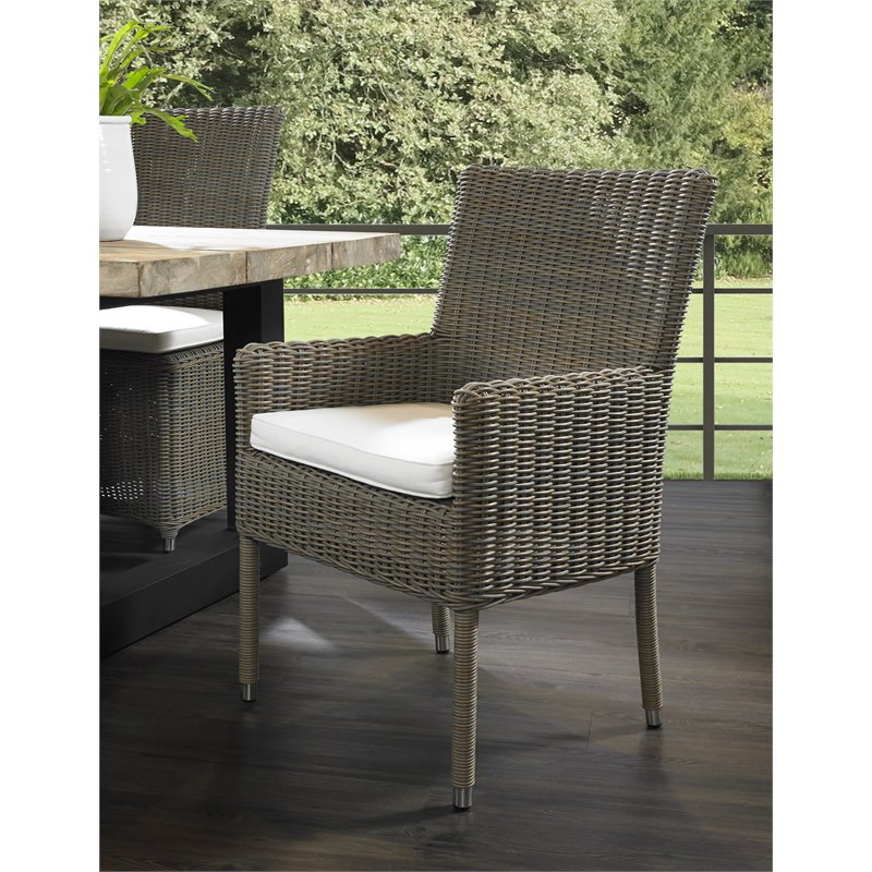 Padma's Plantation Boca Wicker Dining Armchair in Kubu Gray