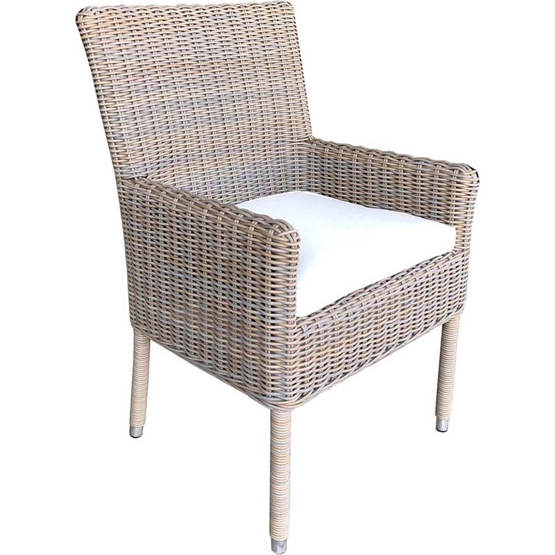 Padma's Plantation Boca Wicker Dining Armchair in Kubu Gray