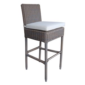 Padma's Plantation Boca Wicker Patio Cushion Barstool in Kubu Gray