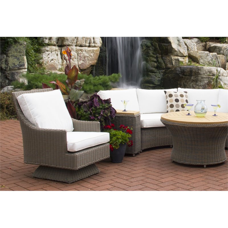 Padma's Plantation Cayman Island Wicker Patio Swivel Chair in Kubu Gray