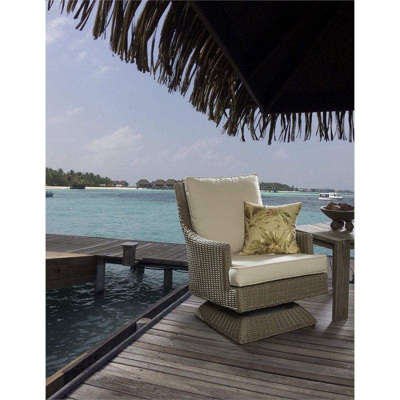 Padma's Plantation Cayman Island Wicker Patio Swivel Chair in Kubu Gray