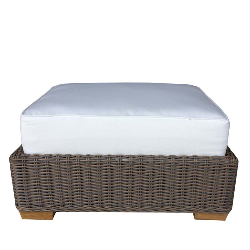 Padma's Plantation Nautilus Wicker Patio Ottoman in Kubu Gray