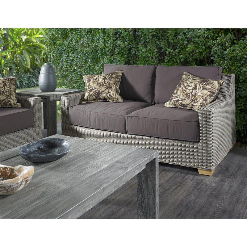 Padma's Plantation Nautilus Wicker Patio Loveseat in Kubu Gray