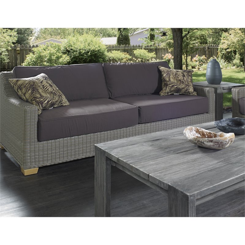 Padma's Plantation Nautilus Wicker Patio Sofa in Kubu Gray