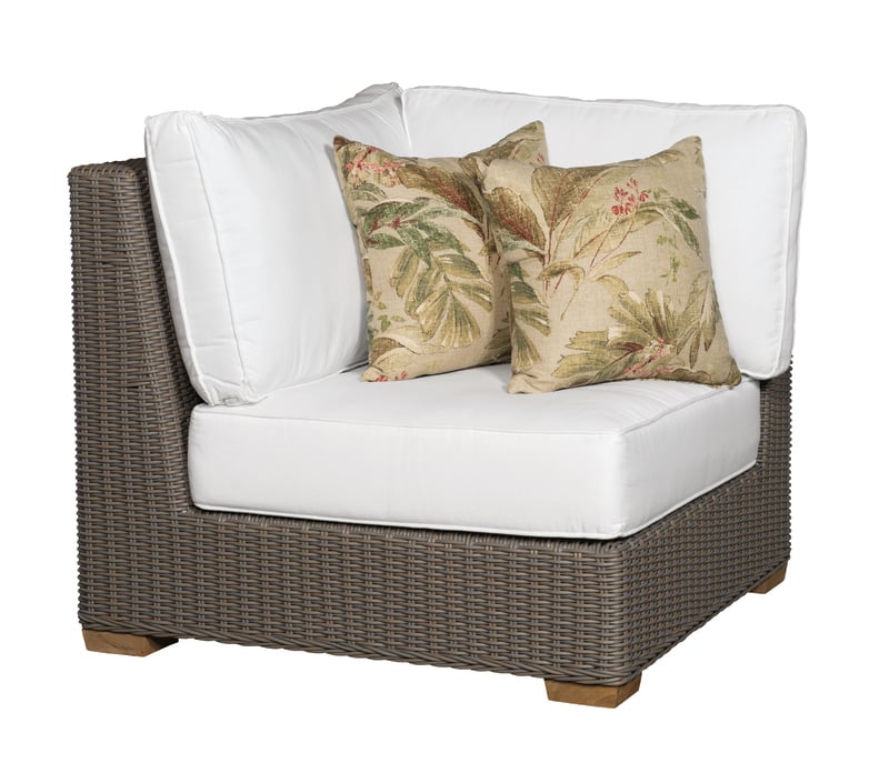 Padma's Plantation Nautilus Wicker Patio Corner Table in Kubu Gray