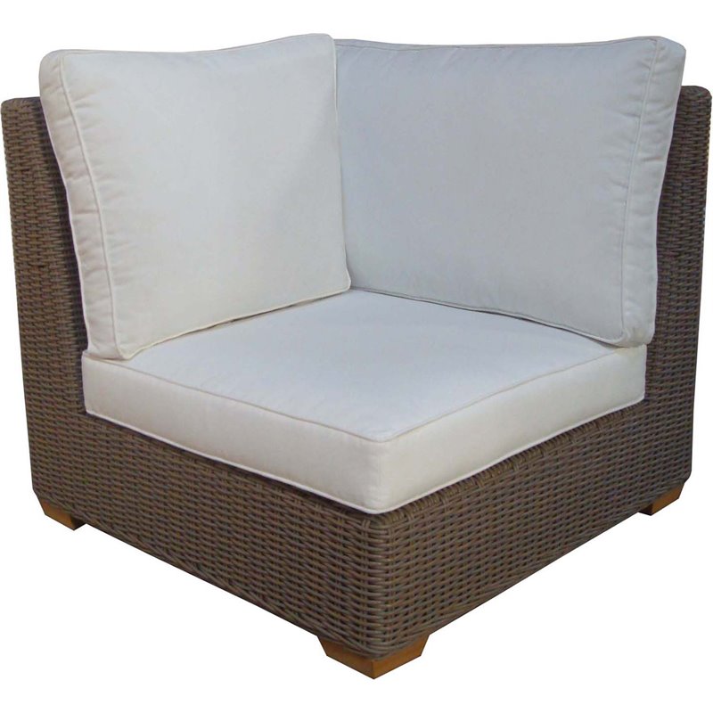 Padma's Plantation Nautilus Wicker Patio Corner Table in Kubu Gray