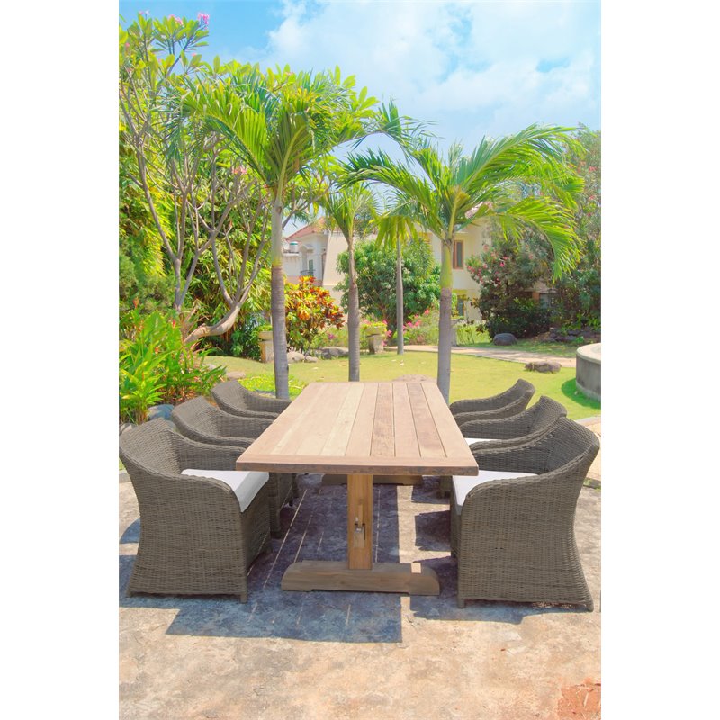 Padma's Plantation Porto Fino Wood Patio Dining Table in Natural
