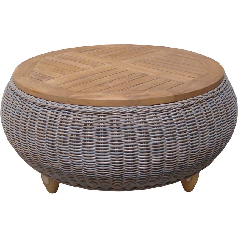 Padma's Plantation Paradise Aluminum Patio Wood Top Ottoman in Kubu Gray