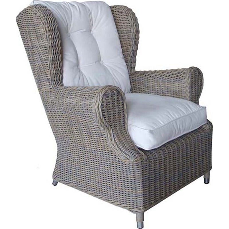 Padma's Plantation Wing Aluminum Patio Wing Cushion Chair in Kubu Gray