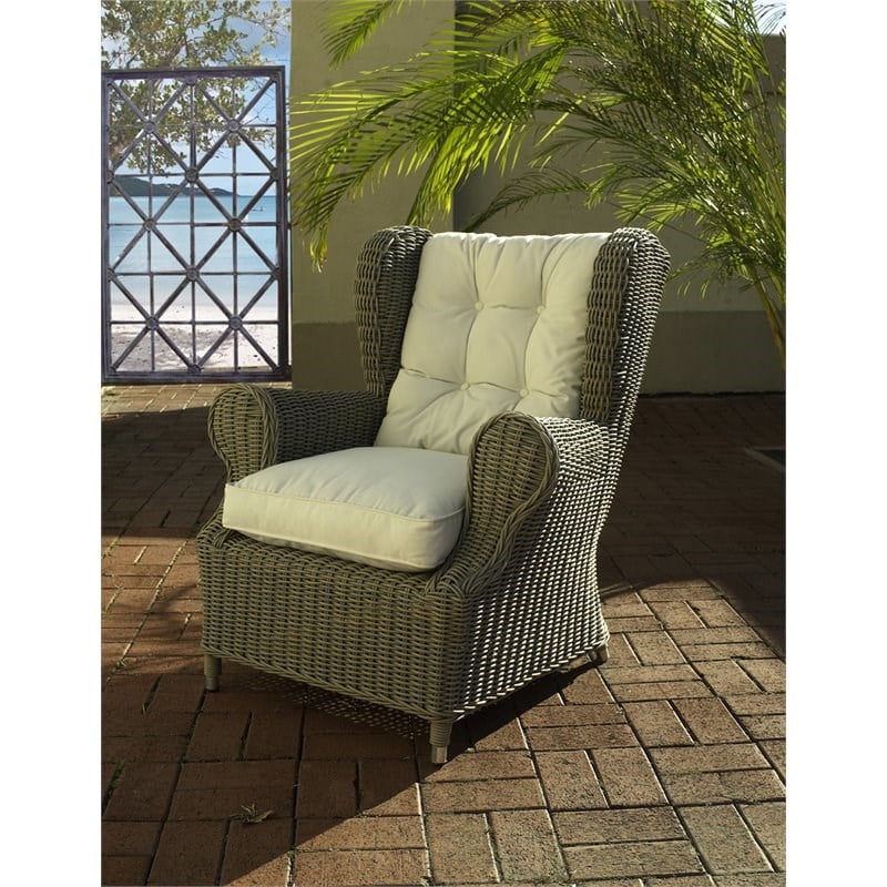 Padma's Plantation Wing Aluminum Patio Wing Cushion Chair in Kubu Gray