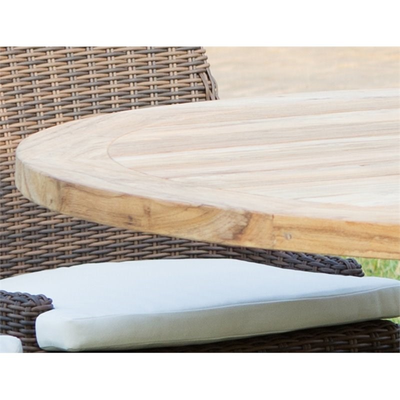 Padma's Plantation Xena Wood Patio Round Dining Table in Natural