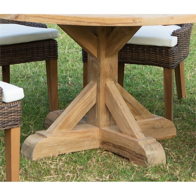 Padma's Plantation Xena Wood Patio Round Dining Table in Natural