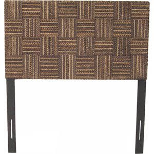 Padma's Plantation Plaid Wood Low Twin Headboard in Natural Abaca Twist
