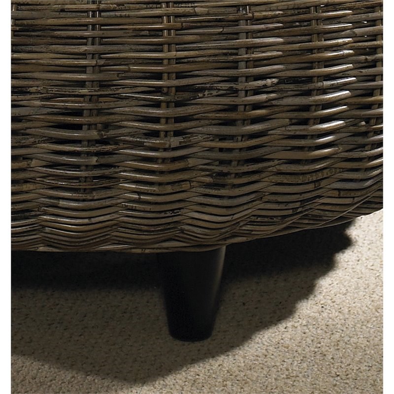 Padma's Plantation Paradise Wicker Wood Top Ottoman in Kubu Gray
