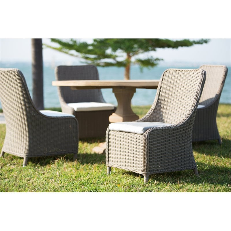 Padma's Plantation Nautilus Wicker Patio Dining Chair in Kubu Gray