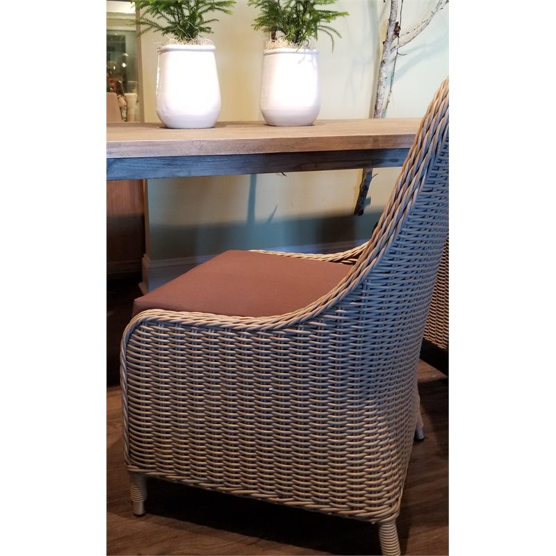Padma's Plantation Nautilus Wicker Patio Dining Chair in Kubu Gray