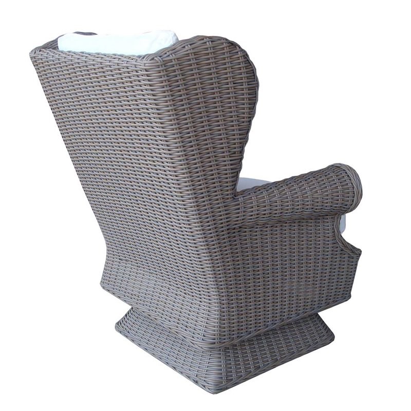 Padma's Plantation Wicker Patio Wing Swivel Chair in Kubu Gray