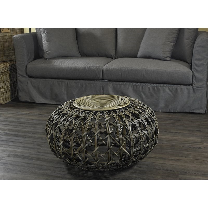 Padma's Plantation Rattan Openweave Ottoman in Natural