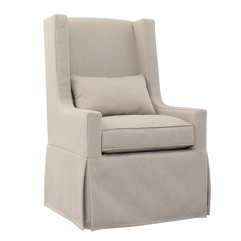 Padma's Plantation Sandspur Beach Wood Swivel Lounge Chair in Linen White