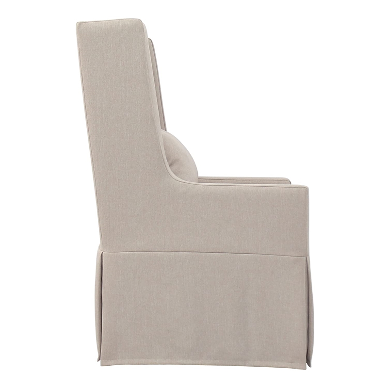 Padma's Plantation Sandspur Beach Wood Swivel Lounge Chair in Linen White