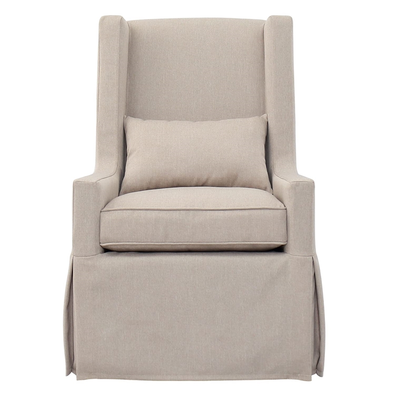 Padma's Plantation Sandspur Beach Wood Swivel Lounge Chair in Linen White