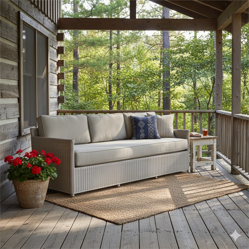 Padma's Plantation Malio Sofa w/ Base White Fabric in Naturral