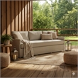 Padma's Plantation Malio Sofa w/ Base White Fabric in Naturral