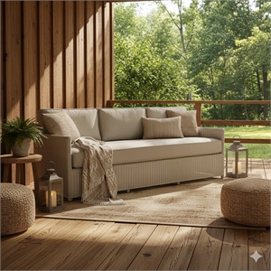 Padma's Plantation Malio Sofa w/ Base White Fabric in Naturral