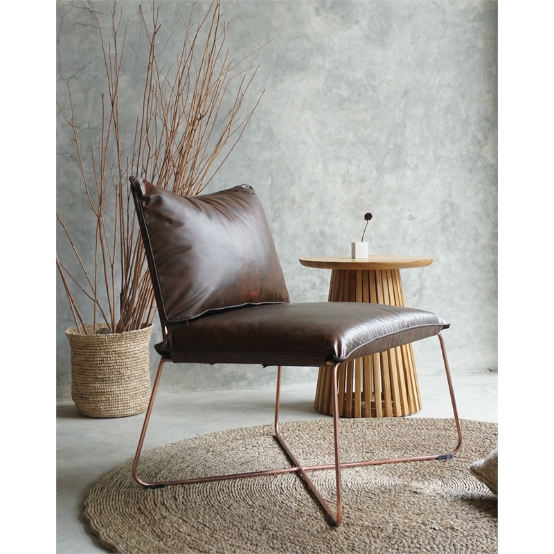 Padma's Plantation Moderne Lounge Chair in Dark Brown Leather