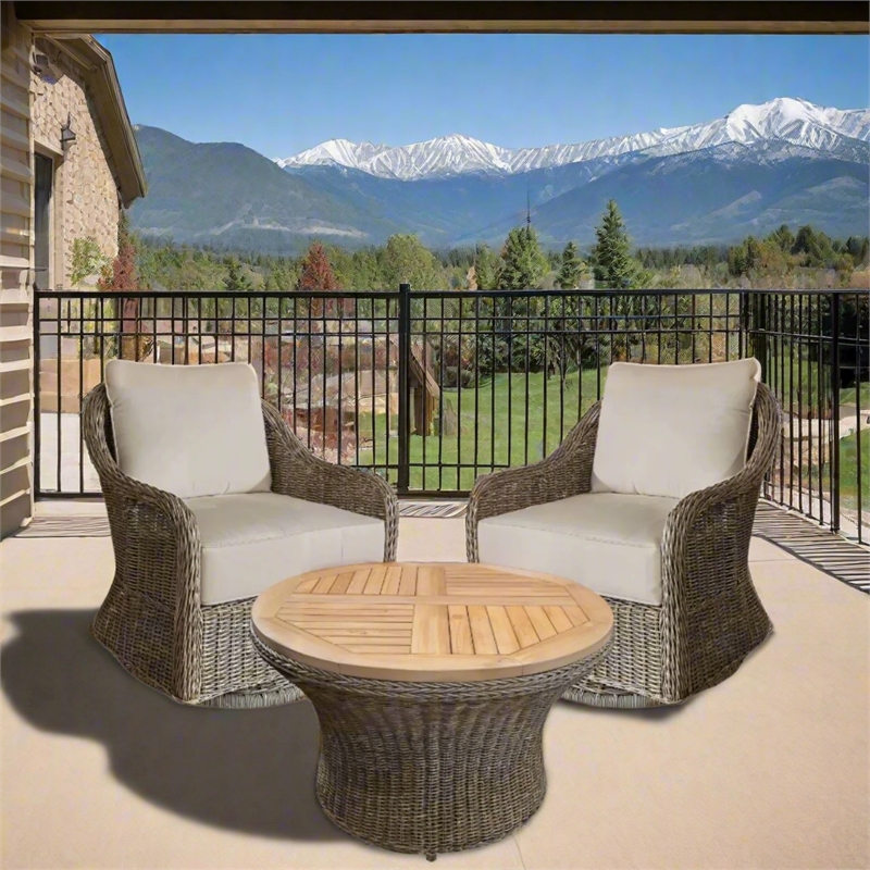 Padma's Plantation Capri Outdoor Swivel Chair Base White in Naturral
