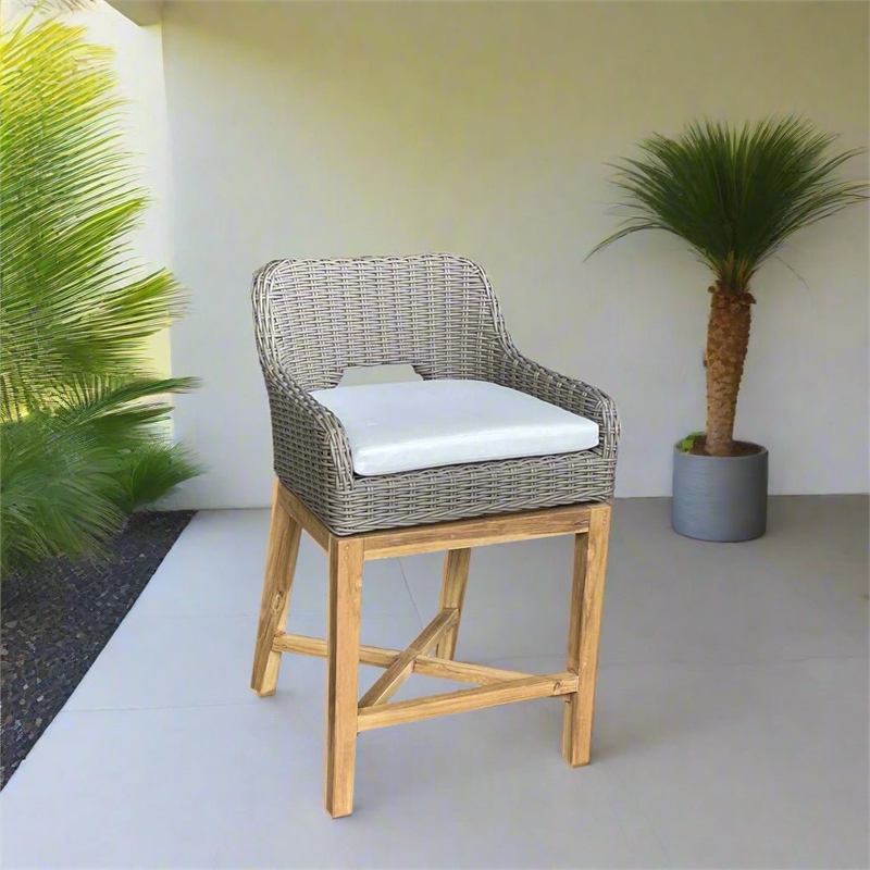 Padma's Plantation Dunes Outdoor Counter Stool in Outdoor Kubu Grey
