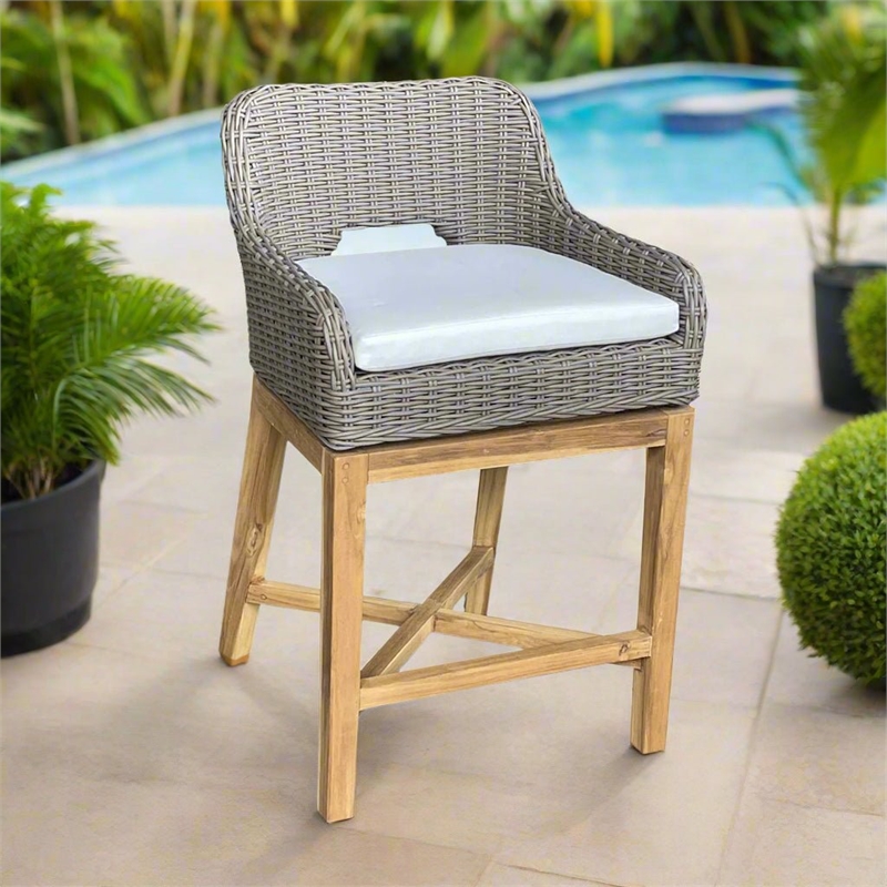 Padma's Plantation Dunes Outdoor Counter Stool in Outdoor Kubu Grey