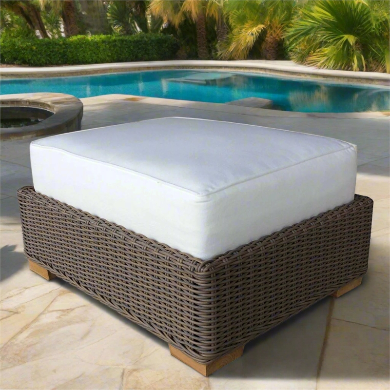 Padma's Plantation Nautilus Outdoor Extra Large Ottoman in Naturral