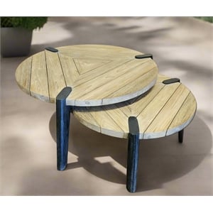 Padma's Plantation Triangolo Outdoor Nesting Coffee Tables in Naturral(Set of 2)