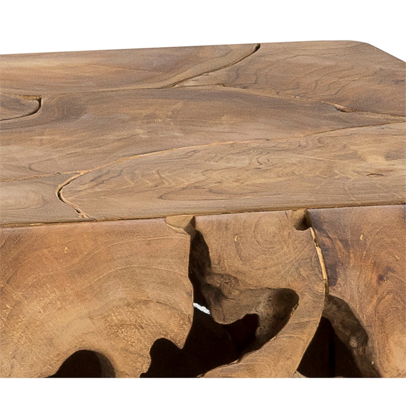 Padma's Plantation Teak Root Tall End Table in Natural